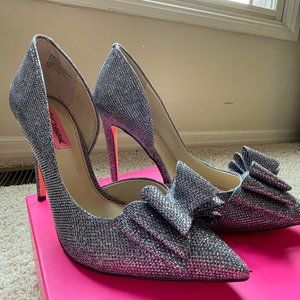 Betsey Johnson Silver Bow High Heels